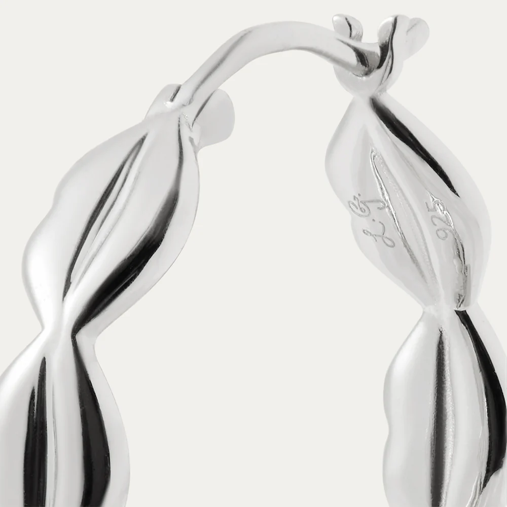 STERLING SILVER LUNA PENDANT NECKLACE & HOOP EARRINGS - Image 5