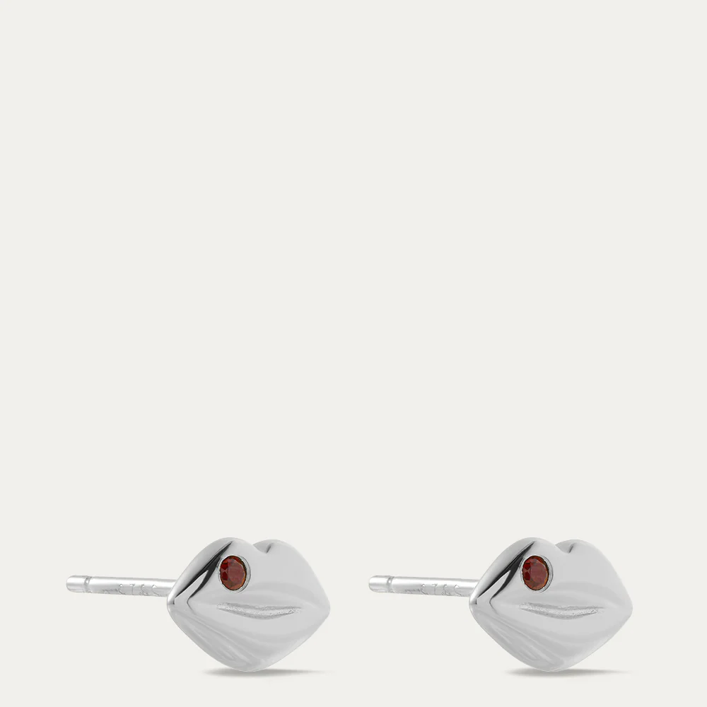 STERLING SILVER LUNA RUBY PENDANT NECKLACE & RUBY STUD EARRINGS - Image 4