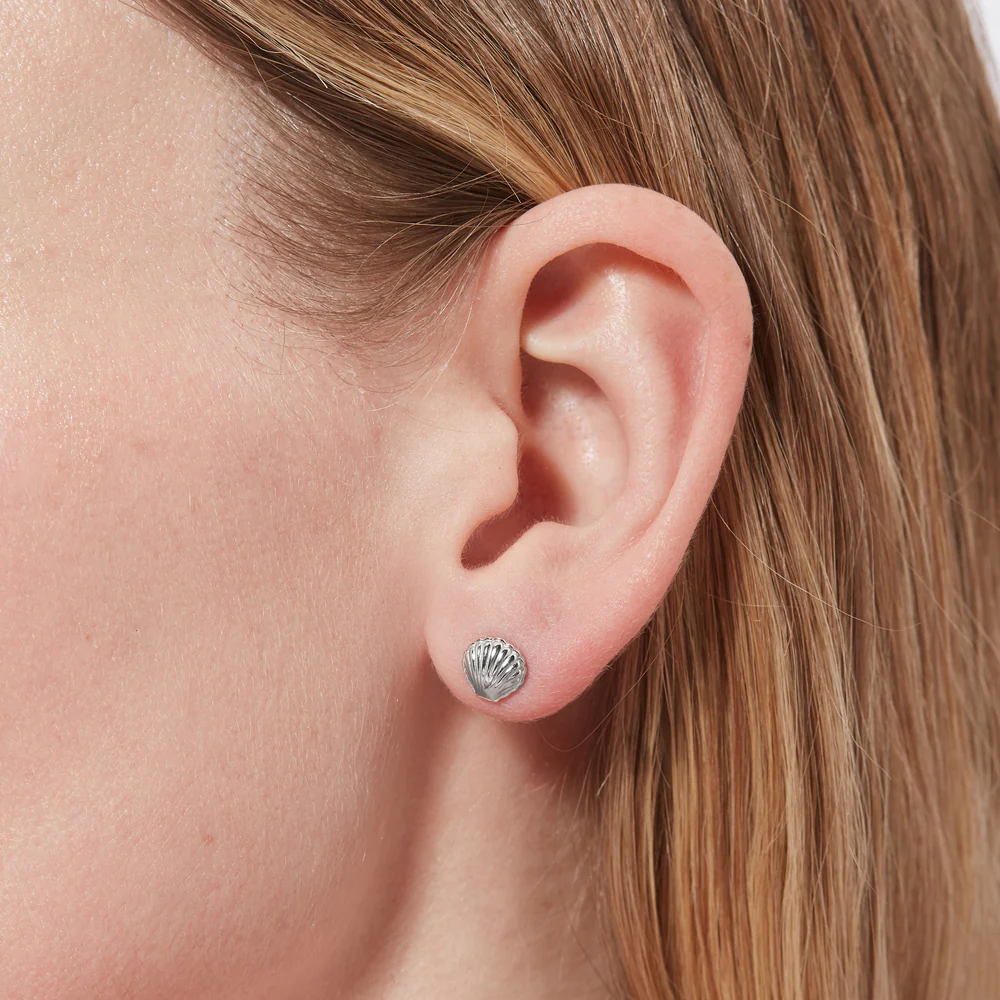 STERLING SILVER SHELL STUD EARRINGS - Image 3