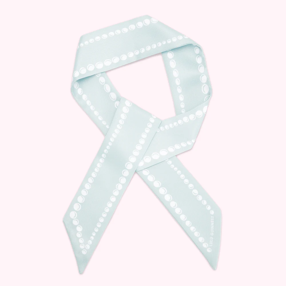 SKY GREY PEARL PRINT SKINNY SCARF