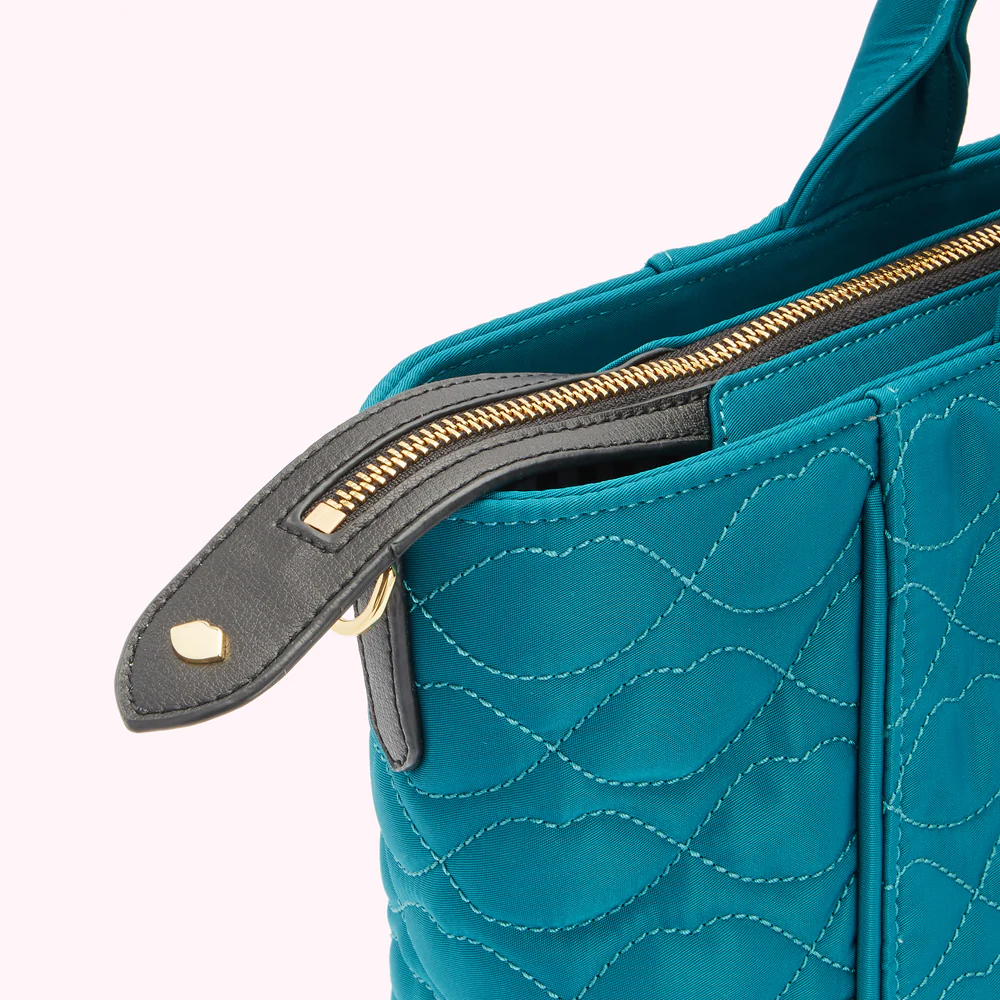 VERDIGRIS GREEN QUILTED LIPS CARLY TOTE BAG - Image 7